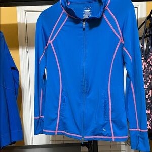 Vibrant Blue Danskin Now Zip-Up Jacket with Pink Accents. Small.